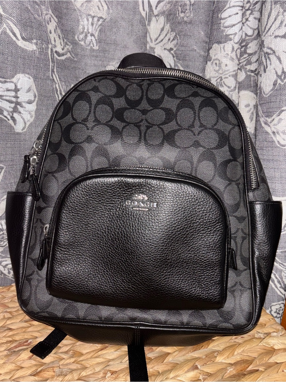 Coach Black Signature Canvas & Leather Backpack